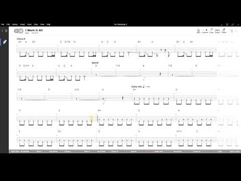 I Want it All ( Queen ) ,Tablatura e base Senza Basso - Backing bass track - NO BASS