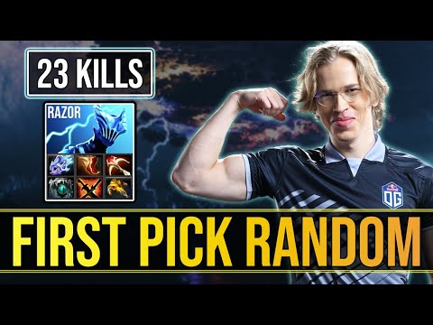 Topson First Pick Random RAZOR Mid - 100% Destroy Enemies DOTA 2