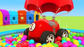 Racing cars jump in a ball pit! Full episodes of Helper cars cartoons for kids. Cars games & toys.