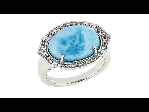 Paul Deasy Gem Larimar and White Topaz East/West Ring