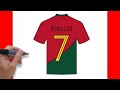 HOW TO DRAW CRISTIANO RONALDO PORTUGAL SHIRT EASY | DRAWING STEP BY STEP