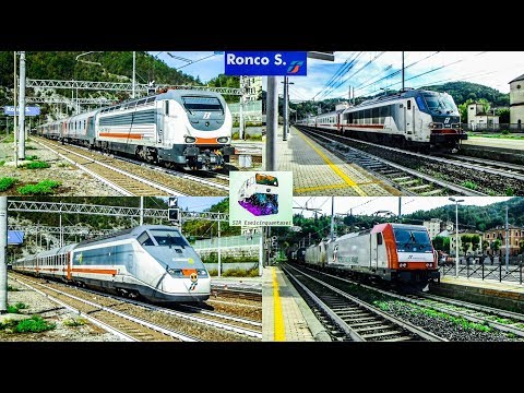 Una Bella passerella di treni in transito a Ronco Scrivia  2