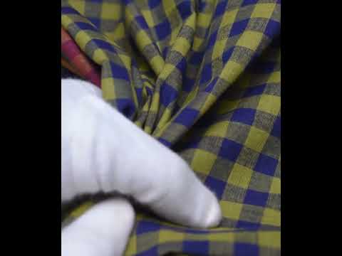 Check Blue & Olive Pure Cotton 75 GSM Handwoven Fabric — video
