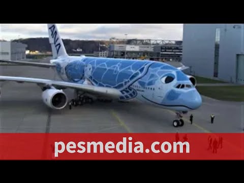 ANA's first Airbus A380: Rolling out the paintshop