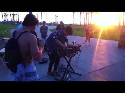 Sunset at Venice Beach, CA with Awesome Street Performance