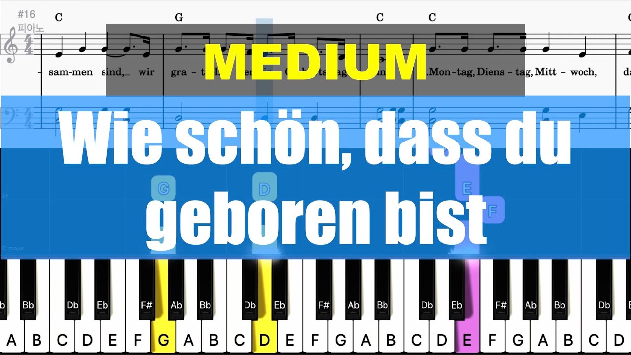 🎹[Piano Tutorial] Wie schön, dass du geboren bist + Sheet + Chords Piano Medium Tutorial🎹