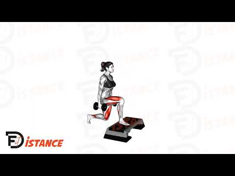 Exercice Fentes arrière alternées avec haltères depuis un step