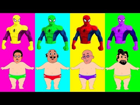 Learn Colors Motu Patlu in Hindi Dress Spiderman Family Finger Family Nursery Rhymes