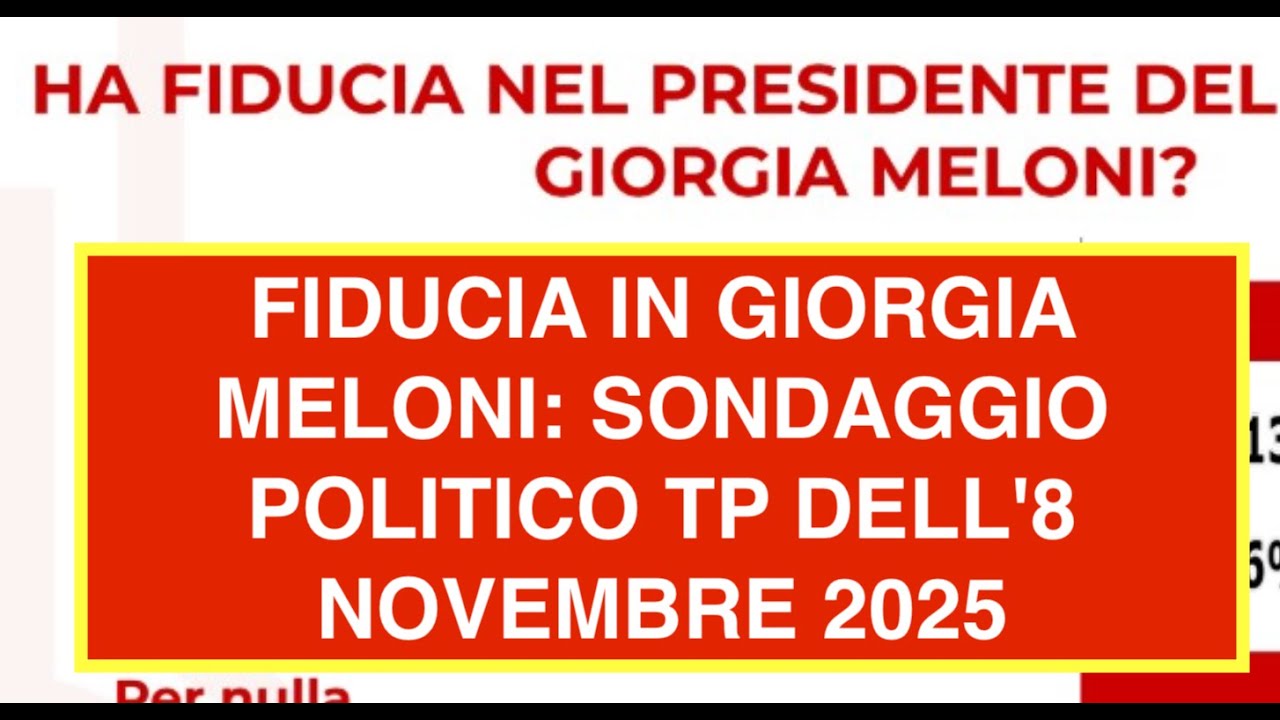FIDUCIA IN GIORGIA MELONI: SONDAGGIO POLITICO TP DELL'8 NOVEMBRE 2025