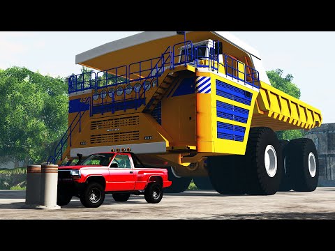 Destroying car with Mining dump truck | BeamNG.drive