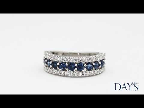 Diamond And Sapphire Band In 14kt White Gold (1ct Tw)