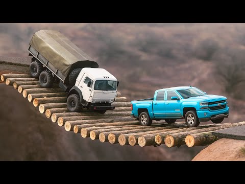Cars vs Impossible Log Bridge Challenge #3 BeamNG Drive!