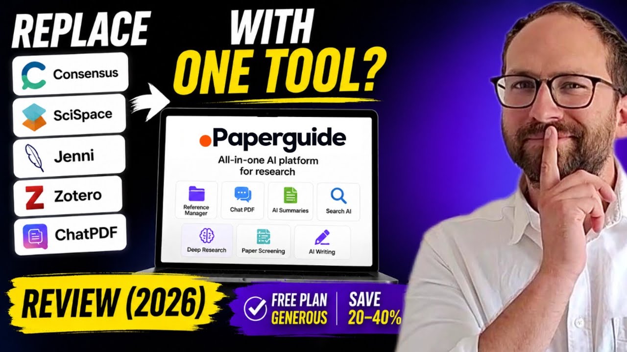 Replace Consensus, SciSpace, Jenni, Zotero &amp; ChatPDF With One Tool? PaperGuide AI Review (2026) video thumbnail