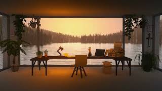 Study in a Rainy Lakeside Cabin | Minecraft Music & Soft Rain for 10 Hours