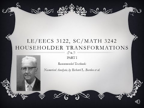 Numerical Analysis II lecture20 Householder Transformations