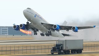 Huge Bird Strike during Takeoff by Boeing '747' | Instant Crash Landing | XP11