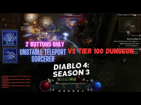 Diablo 4 Season 3 Sorcerer 2 Button Mostly Teleport Challenge Run