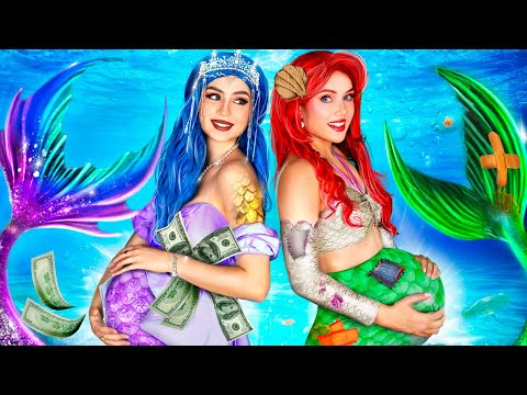 Sereia Grávida Rica vs Falida! Fui Adotado por Uma Sereia!