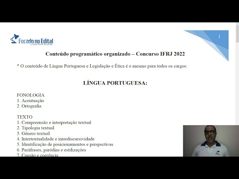 Vídeo Sobre o Conteúdo Programático do Concurso IFRJ 2022