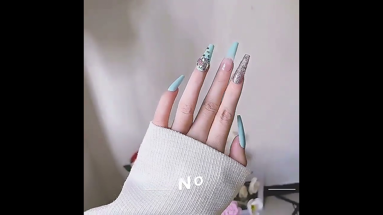 Watch video Baddie Simple Coffin Nails with Rhinestones | #nailart #naildesign Now Baddie Simple Coffin Nails with Rhinestones | #nailart #naildesign