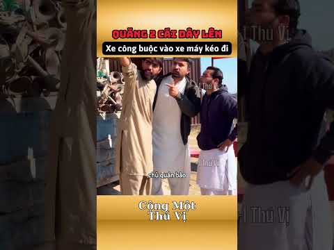 Dùng 2 cái dây kéo thùng xe công ten nơ bằng xe máy