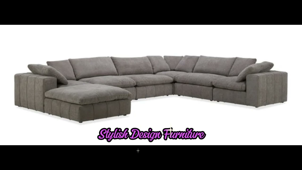 Divani Casa Vicki Modern Grey Fabric Modular Sectional Sofa with Ottoman | Stylish & Comfortable