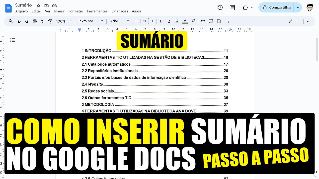 Como Fazer SUMÁRIO AUTOMÁTICO no GOOGLE DOCS - Passo a Passo