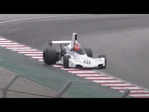 Very sideways Brabham BT44 driven hard by Ethan Shippert 2018 Monterey Reunion 2018
