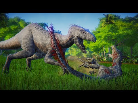 Indoraptor Vs Blue Fighting to Death - Jurassic World Evolution (Dinosaurs Battle)