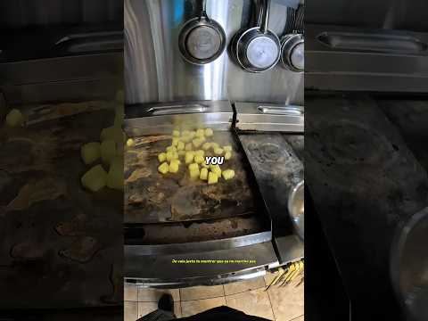 Cleaning a griddle with Mountain Dew ice cubes 🧊