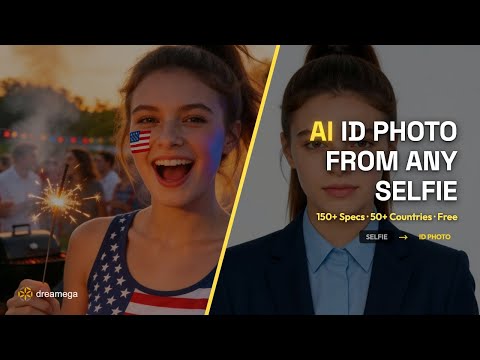 AI ID Photo from Any Selfie — 150+ Specs, 50+ Countries | Dreamega