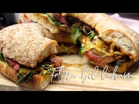 Ftira with grilled rib eye and coffee bbq sauce