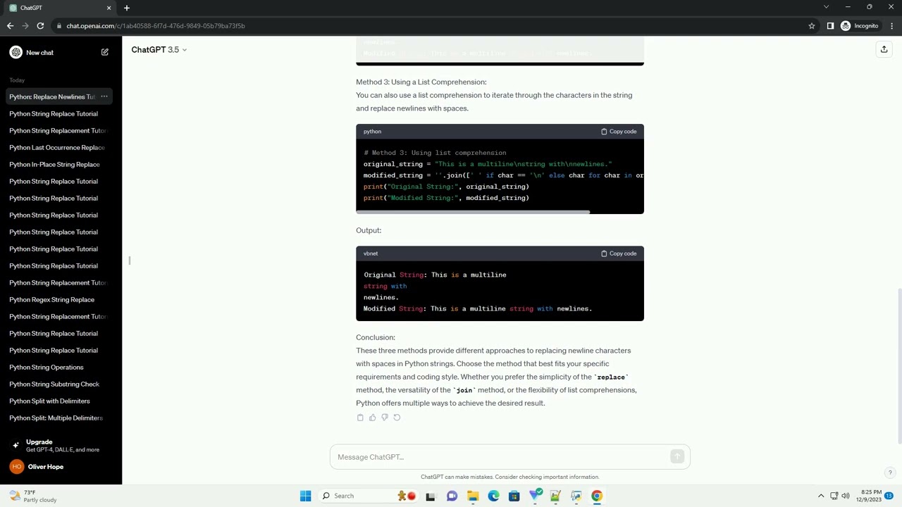python string replace newline with space