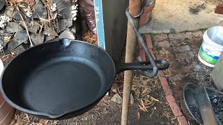 Homemade Cast Iron Skillet Tool for Cooking on a Campfire