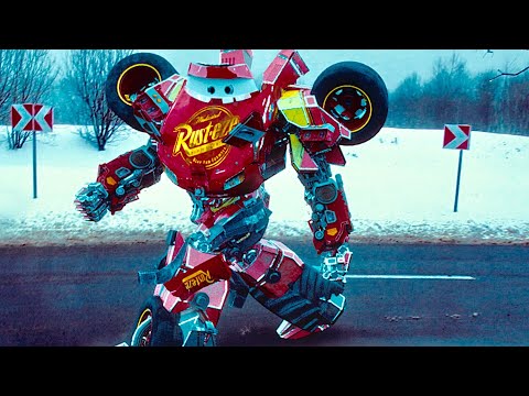 Lightning McQueen TRANSFORMERS in Real Life on Road cars