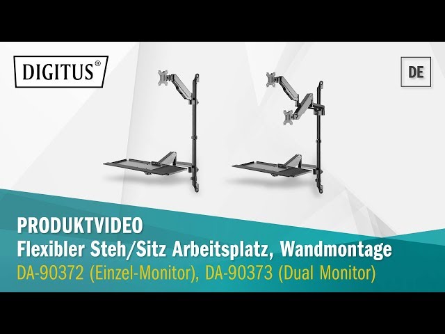 Video teaser for DIGITUS® Flexibler Steh/Sitz Arbeitsplatz, Wandmontage (DA-90372, DA-90373)