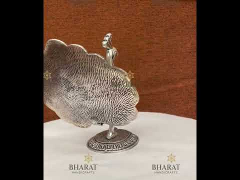 Silver white metal dancing peacock statues, for home decorat...