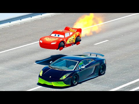 Lightning McQueen Spacecraft vs Lamborghini Gallardo LP-7777 SL Quad Turbo - Drag Race 20 KM