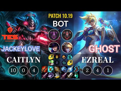 TES JackeyLove Caitlyn vs Ghost Ezreal Bot - KR Patch 10.19