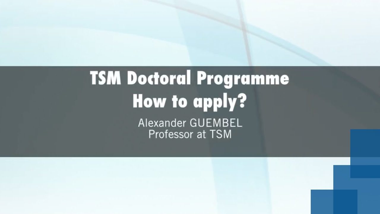 TSM Doctoral Programme How to apply?  Alexander GUEMBEL (What does it mean to be an academic )