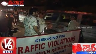 Drunkard Attacks on Media | Drunk and Drive in Hyderabad | Teenmaar News - V6 News