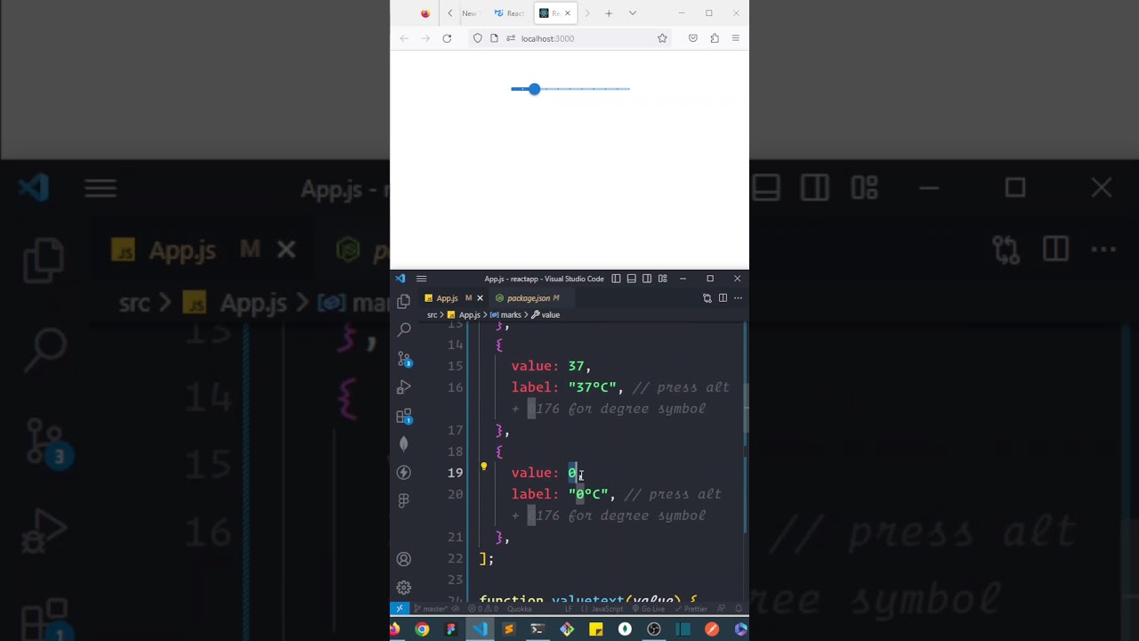 Reactjs material ui slider (with custom marks and min max values,) component #reactjs #slider