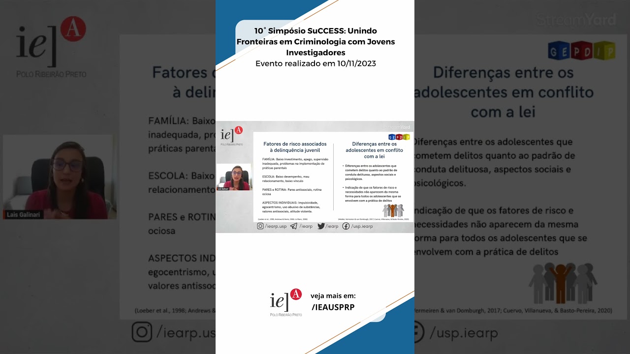 #Shorts:  10º Simpósio SuCCESS – Adolescentes em conflito com a lei são diferentes entre si