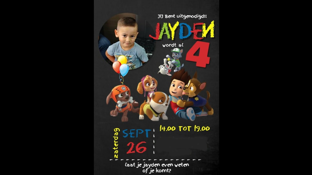 Jayden wordt 4 jaar en Paw Patrol op bezoek