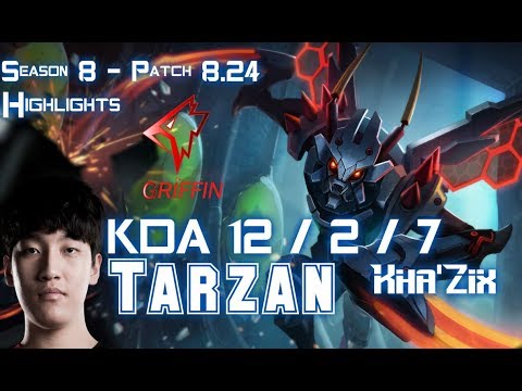 GRF Tarzan KHA'ZIX vs SKT T1 Haru LEE SIN Jungle - Patch 8.24 KR Ranked