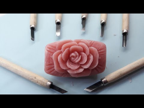 Tutorial soap carving flower easy step by step..Rose in soap...