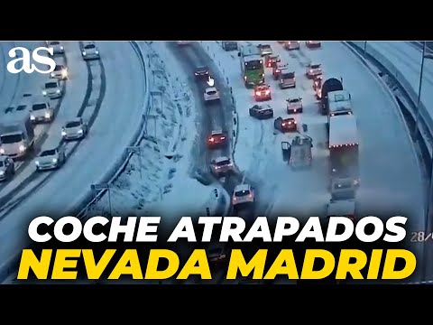 COCHES ATRAPADOS por culpa de la NIEVE en la A-6 de MADRID
