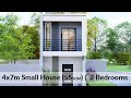 (4x7 Meters) Two Storey Small House Design | 2 Bedrooms