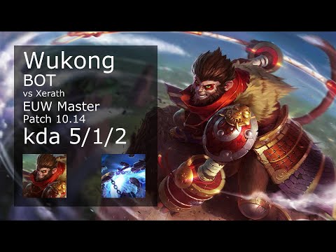 Wukong Bot & Senna vs Xerath & Sett - EUW Master 5/1/2 Patch 10.14 Gameplay