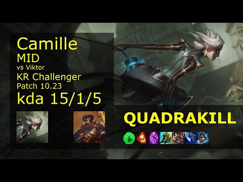 Camille vs Viktor Mid - KR Challenger 15/1/5 Patch 10.23 Gameplay // [롤] 카밀 vs 빅토르 미드